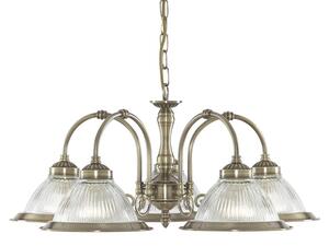 American 5 Lights Ceiling Pendant Light In Antique Brass