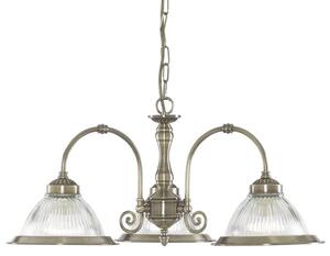 American 3 Lights Ceiling Pendant Light In Antique Brass