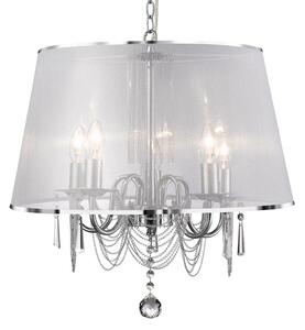 Venetian Curved 5 Lights Voile Shade Pendant Light In Chrome