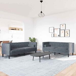 Ardino Velvet 3+2 Sofa Set In Dark Grey