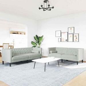 Ardino Velvet 3+2 Sofa Set In Light Grey
