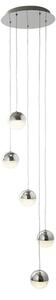 Marbles LED 5 Lights Multi Drop Pendant Light In Chrome