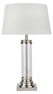 Pedestal Cream Fabric Shade Table Lamp In Satin Silver