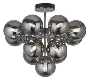 Berry 13 Lights Smoked Glass Ceiling Pendant Light In Chrome