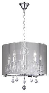 Venetian Round 5 Lights Voile Shade Pendant Light In Chrome