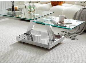 Magic Wings Swivel Clear Glass Coffee Table With Steel Base