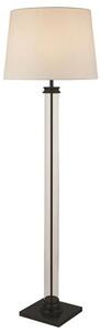 Pedestal White Fabric Shade Floor Lamp In Black