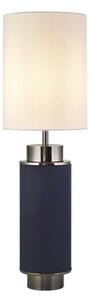 Flask White Shade Table Lamp In Navy Blue And Black Nickel