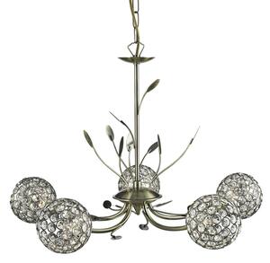 Bellis II 5 Lights Clear Glass Ceiling Pendant Light In Brass