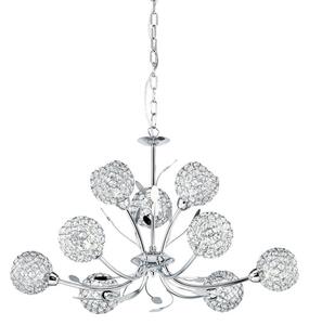 Bellis II 9 Lights Clear Glass Ceiling Pendant Light In Chrome