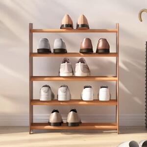 Cordova 5 Tier Wide Wooden Shoe Storage Rack In Brown