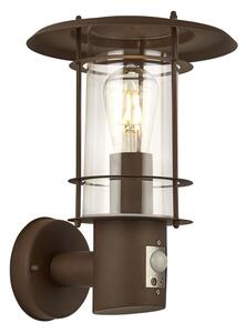 Edgeware Outdoor Wall Light With Sensor In Rust Brown