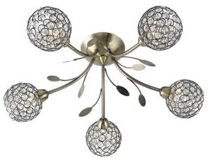 Bellis II 5 Lights Clear Glass Flush Ceiling Light In Brass