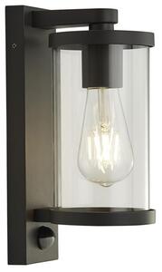 Bakerloo Outdoor PIR Clear Glass Wall Light In Dark Black