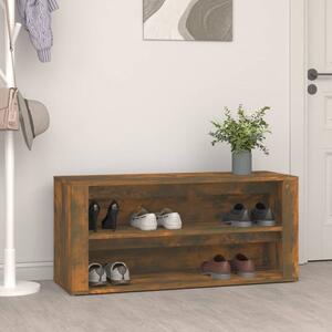 Culver Wide Wooden Shoe Storage Rack In Smoked Oak