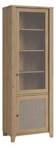 Cicero Display Cabinet With 2 Door In Oak And Rattan Effect