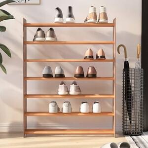 Cordova 7 Tier Extra Wide Wooden Shoe Storage Rack In Brown