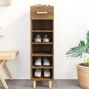 Arcadia Wooden Shoe Storage Rack With 1 Drawer In Brown Oak