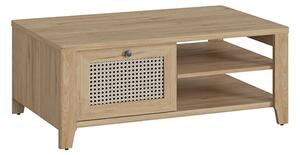 Cicero Coffee Table With 1 Drawer In Oak And Rattan Effect