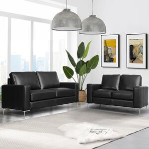 Baltic 3+2 Faux Leather Sofa Set In Black