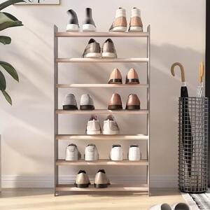 Cordova 7 Tier Wide Wooden Shoe Storage Rack In Grey