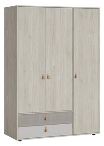 Danville Wooden Wardrobe With 3 Door 2 Drawer In Light Walnut