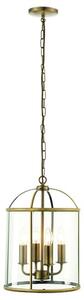 Lembeth 4 Lights Clear Glass Pendant Light In Antique Brass