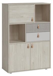 Danville Wooden Highboard With 3 Door 2 Drawer In Light Walnut