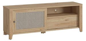 Cicero TV Stand With 1 Door 1 Drawer In Oak And Rattan Effect