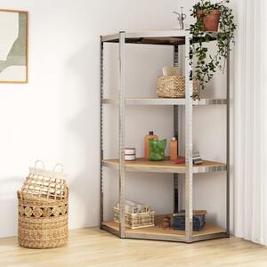 Ivins 4-Tier Corner Shelving Unit In Silver Steel Frame