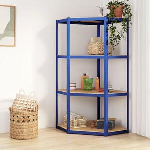 Ivins 4-Tier Corner Shelving Unit In Blue Steel Frame