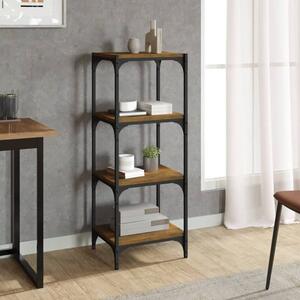 Grove Wooden 4-Tier Bookshelf In Smoked Oak With Steel Frame