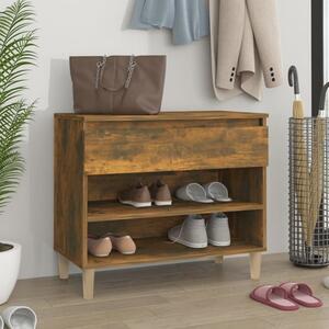 Midland Wooden Hallway Shoe Storage Rack In Smoked Oak