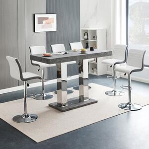 Caprice Large Concrete Effect Bar Table 6 Ritz White Grey Stools