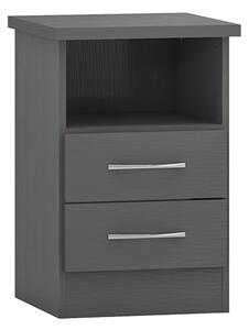 Mack Wooden Bedside Cabinet With 2 Drawers In Grey