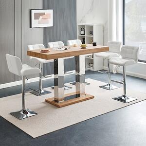 Caprice Large Oak Effect Bar Table With 6 Candid White Stools