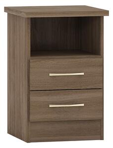 Mack Wooden Bedside Cabinet With 2 Drawers In Rustic Oak