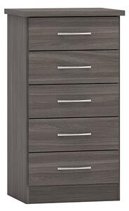 Mack Narrow Wooden Chest Of 5 Drawers In Black