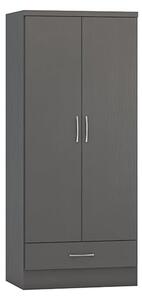 Mack Wooden Wardrobe With 2 Doors 1 Drawer In Grey