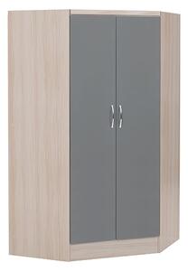 Mack Wooden Wardrobe Corner With 2 Doors Grey Gloss Front