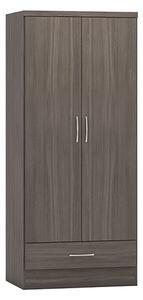 Mack Wooden Wardrobe With 2 Doors 1 Drawer In Black