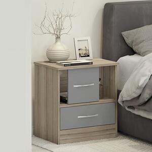 Mack Wooden Bedside Cabinet With 1 Drawer In Grey Gloss Front