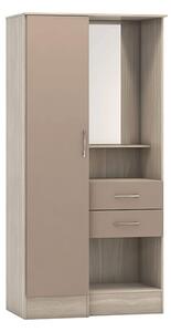 Mack Light Oak Wooden Wardrobe With 2 Drawers Oyster Gloss Front