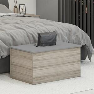 Mack Wooden Blanket Box In Grey Gloss Top