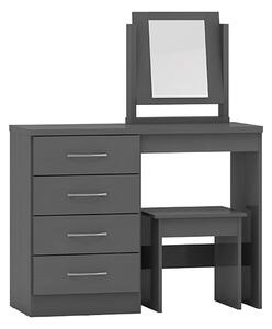 Mack Wooden Dressing Table Set With 4 Drawers In Grey