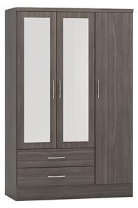 Mack Wooden Wardrobe With 3 Doors 2 Drawers In Black