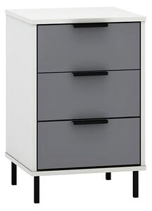 Madric Gloss Bedside Cabinet With 3 Drawers In Grey And White