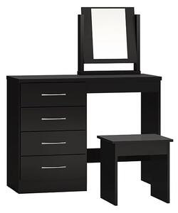 Mack Wooden Dressing Table Set With Black Gloss Front