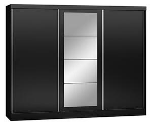 Mack Mirrored Sliding Wardrobe With 3 Doors Black Gloss Front