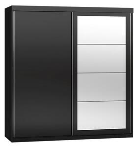 Mack Mirrored Sliding Wardrobe With 2 Doors Black Gloss Front